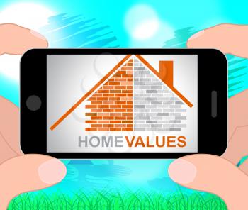 Home Values Phone Indicating Selling Price And Cost 3d Illustration