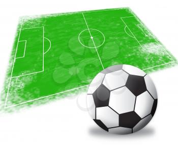 Soccer Field Pitch Shows Football Game 3d Illustration