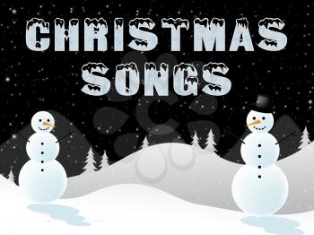 Christmas Songs Snow Scene Shows Xmas Music 3d Illustration