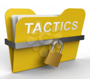 Tactics Folder With Padlock Shows Business Strategy 3d Rendering