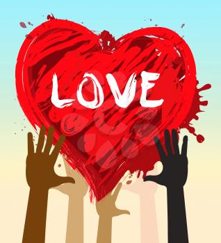 Hands Holding Love Heart Shows Valentine Romance 3d Illustration
