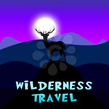 Wilderness Travel Mountain Scene Shows Outdoors Tour 3d Illustration