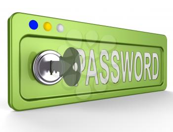 Computer Password Lock And Key Shows Sign In 3d Illustration