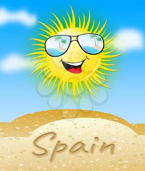 Spain Sun With Glasses Smiling Meaning Sunny 3d Illustration