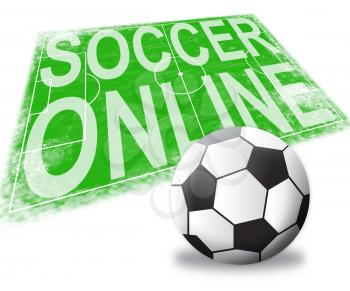 Soccer Online Pitch Shows Internet Football 3d Illustration