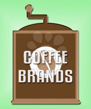 Coffee Brands Machine Shows Branded Label Or Trademark