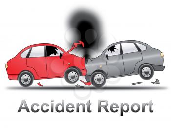 Car Accident Report Shows Collision 3d Illustration