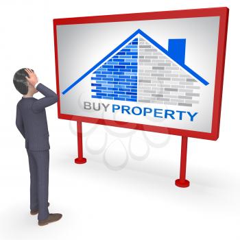 Buy Property Character Showing Real Estate And Household 3d Rendering