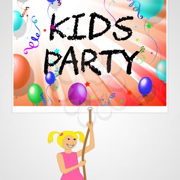 Kids Party Showing Toddlers Celebrate And Childhood 3d Illustration