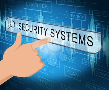 Security Systems Online Screen Shows Internet Protection 3d Illustration