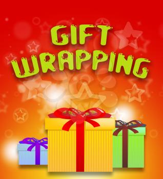 Gift Wrapping Giftboxes Shows Present Wrapped 3d Illustration
