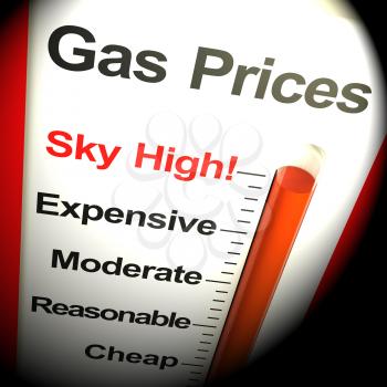 Gas Prices Sky High Monitor Thermometer 3d Rendering