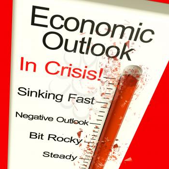 Economic Outlook In Crisis Monitor Thermometer Showing Bankruptcy 3d Rendering
