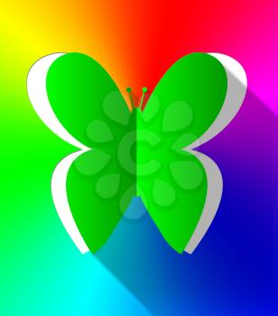 Colorful Butterfly Cutout Shows Natural Butterflies 3d Illustration