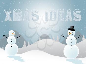 Xmas Ideas Snowmen Scene Shows Christmas Plans 3d Illustration
