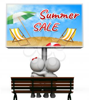 Summer Sale Retail Sign Offers Seaside Discount Promotions 3d Illustration