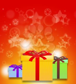 Red Giftboxes And Copyspace  Shows Celebration Present 3d Illustration