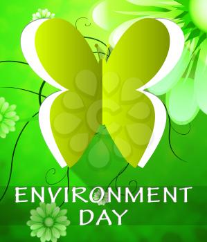 Environment Day Butterfly Cutout Shows Nature 3d Illustration