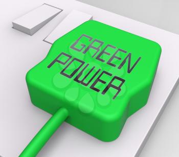 Green Power Plug And Socket Shows Eco Energy 3d Rendering