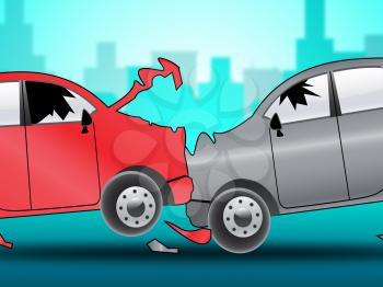 Car Accident Crash Shows Auto Crash 3d Illustration