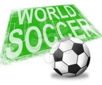 World Soccer Pitch Shows International Football 3d Illustration