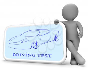 Driving Test Phone Means Vehicle Or Car Examination 3d Rendering