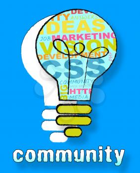 Community Lightbulb Words Showing Social Media 3d Illustration