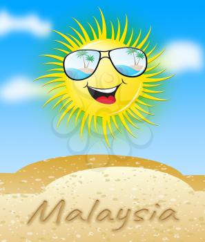 Malaysia Sun With Glasses Smiling Meaning Sunny 3d Illustration