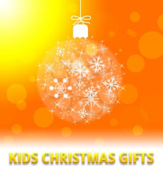 Kids Christmas Gifts Ball Decoration Shows Xmas Presents 3d Illustration