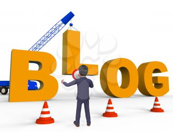 Build Blog Character Showing Internet Weblog 3d Rendering
