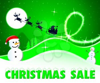 Christmas Sale Snowmen And Santa Shows Xmas Discount 3d Illustration