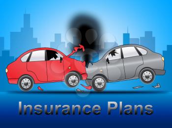 Insurance Plans Crash Shows Car Policy 3d Illustration
