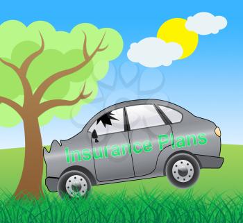 Insurance Plans Crash Showing Car Policy 3d Illustration
