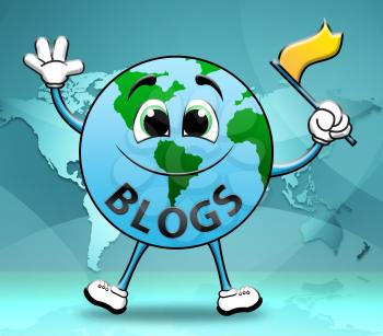 Blog Globe Character Shows Social Media News 3d Illustration