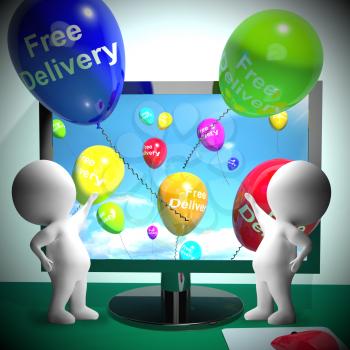 Free Delivery Balloons From Computer Shows No Charge 3d Rendering