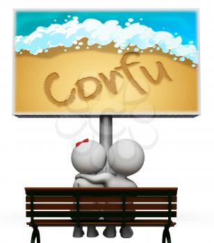 Corfu Holiday Sign Indicating Greek Vacation 3d Illustration