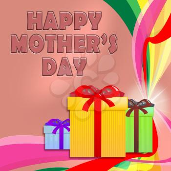 Happy Mother's Day Gift Boxes Means Love Celebration 3d Illustration