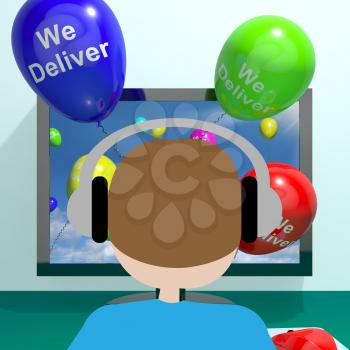 We Deliver Balloons From Computer Shows Delivery Shipping Servive 3d Rendering