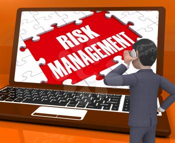 Risk Management On Laptop Showing Risky Analysis 3d Rendering