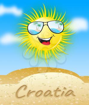 Croatia Sun With Glasses Smiling Meaning Sunny 3d Illustration