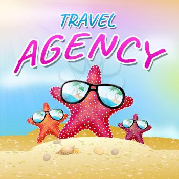 Travel Agent Beach Starfish Represents Travels Agency 3d Illustration