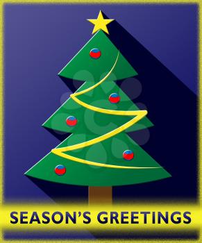 Season's Greetings Tree Showing Happy Christmas 3d Illustration