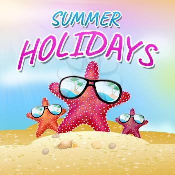 Summer Holidays Beach Starfish Represents Holiday Getaway 3d Illustration