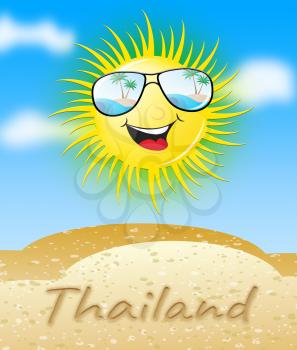 Thailand Sun With Glasses Smiling Meaning Sunny 3d Illustration