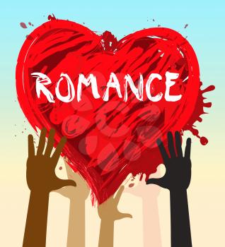 Hands Holding Romance Heart Shows Love Celebration 3d Illustration