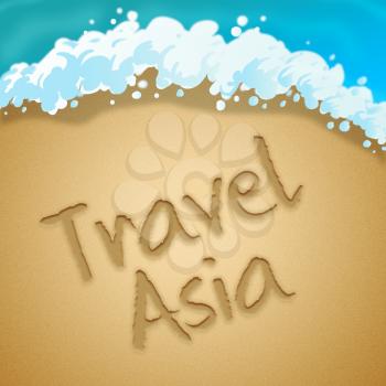 Travel Asia Beach Sand Indicating Tours Expedition 3d Illustration