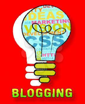 Blogging Lightbulb Words Meaning Social Media News 3d Illustration