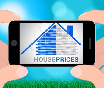House Prices Phone Meaning Apartment Household And Houses 3d Illustration