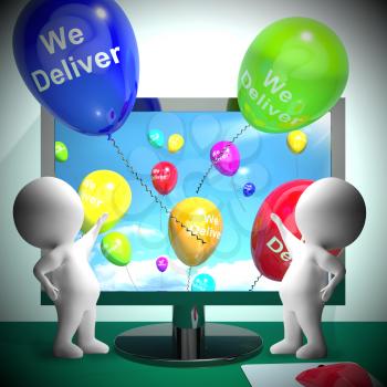We Deliver Balloons From Computer Shows Delivery Shipping 3d Rendering