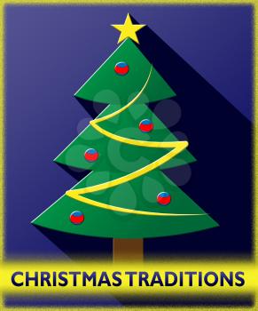 Christmas Traditions Tree Shows Xmas Customs 3d Illustration
